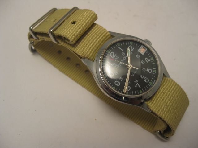 OUR 5TH 1968 1970 SEKONDA 24 HR MILITARY DIAL W/DATE & G 18 DESERT TAN 