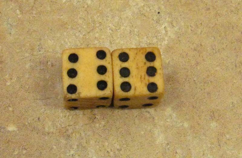 Antique Cow or Ox Bone Hand Carved Civil War Era Dice 9/16 19th C 