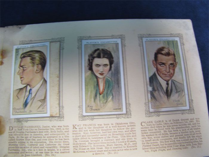 Players Cigarette Hollywood Film Star Cards In Album  