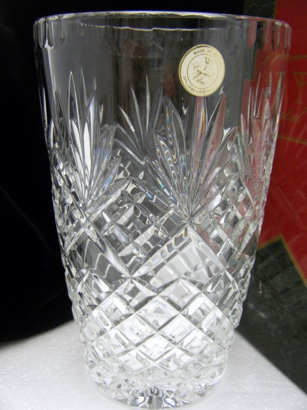 Cut Lead Crystal Vase 8 Original Box Essex 24% Poland  