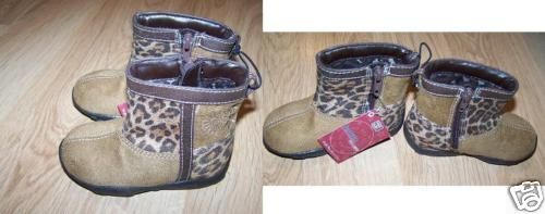 Infant Size 5 Brown Cheetah Leopard Print Boots New Zip  