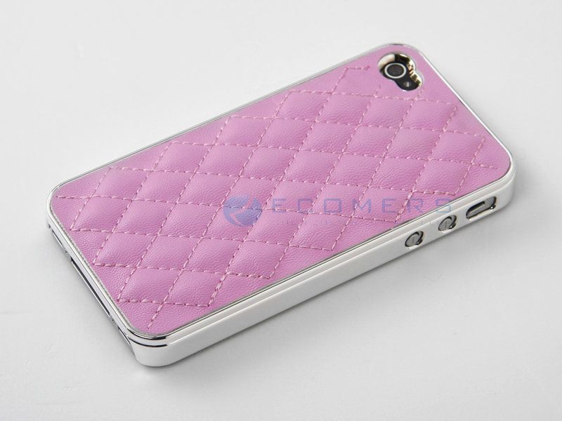 Pink Deluxe Premium Chrome Aluminum Hard Back Case Cover for iPhone 4 