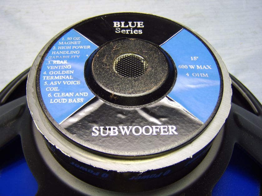 Power Blue Series 15 Subwoofer w 50oz Magnet 4 ohm 600 Watts Works 