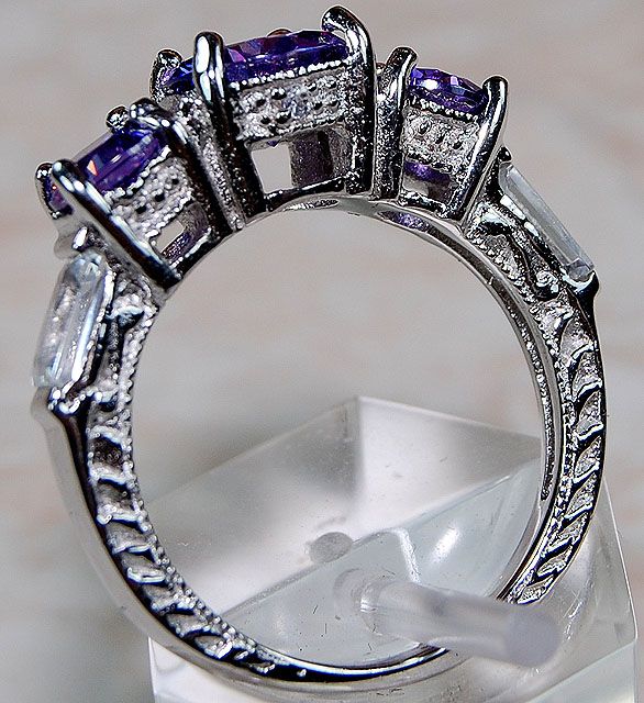 Amethyst ,White Topaz & 925 SOLID STERLING SILVER Ring Size 7. Item 