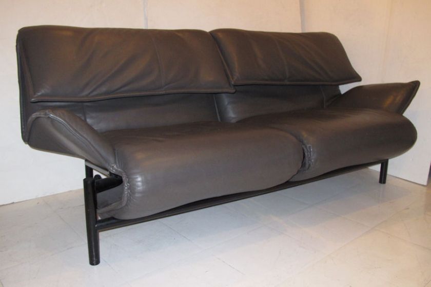 Vico Magistretti Veranda Leather Sofa for Cassina 1980s  