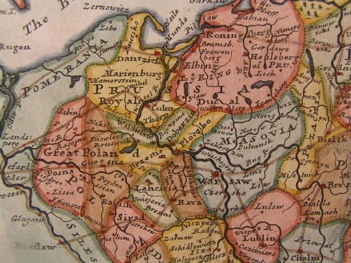 Poland Russia Lithuania 1728 Moll engraved color map  