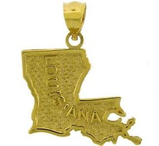 10K YELLOW GOLD LOUISIANA STATE SHAPED PENDANT CHARM  