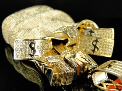 NEW MENS MONEY BAG YELLOW CANARY DIAMOND PENDANT 3.0 CT  