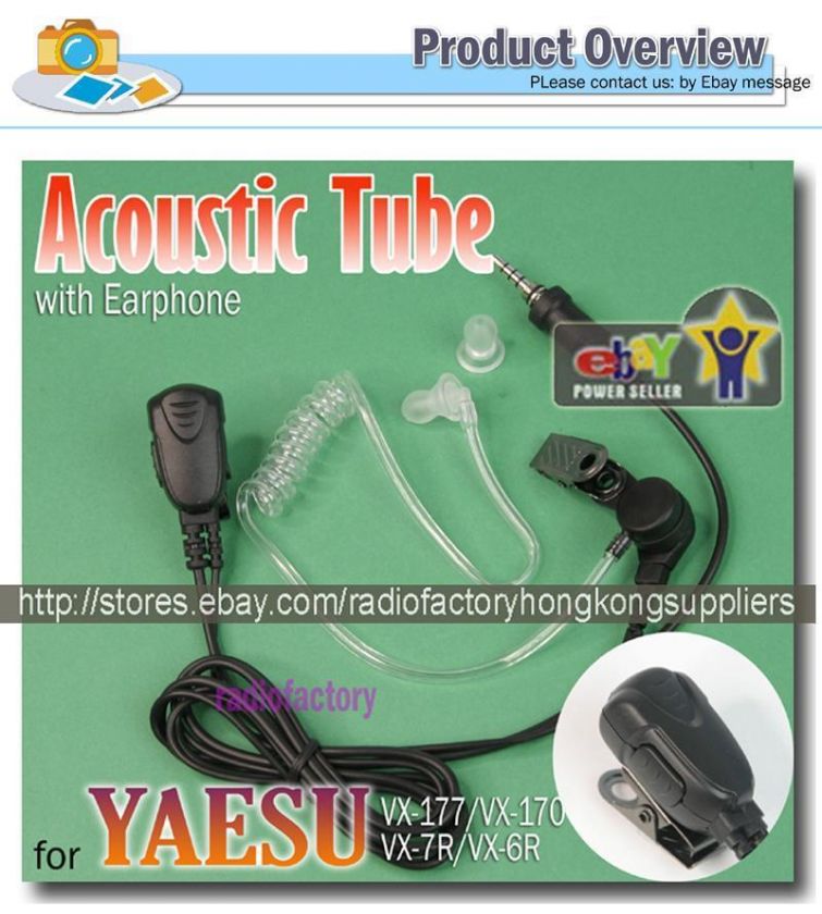 Acoustic tube PTT earpiece for Yaesu VX 170 VX 6R VX 7R  