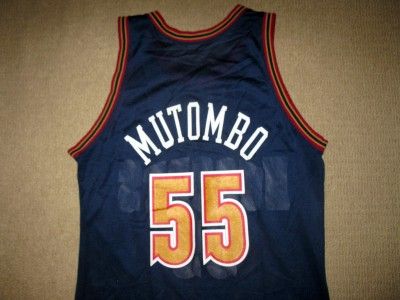 NBA DIKEMBE MUTOMBO Denver Nuggets Away Champion Jersey 44 LARGE 