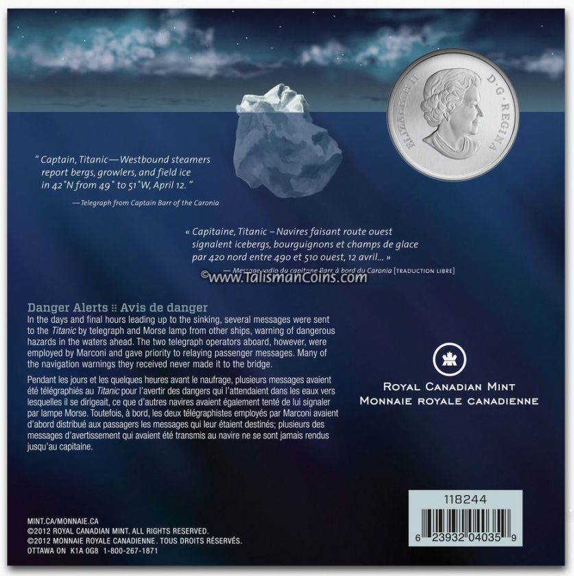 Canada 2012 RMS Titanic Sinking 100th Anniversary 25 Cents Color 