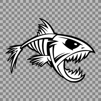 Decal Stickers Aungry Skull Skeleton Fish Attack XRX65  