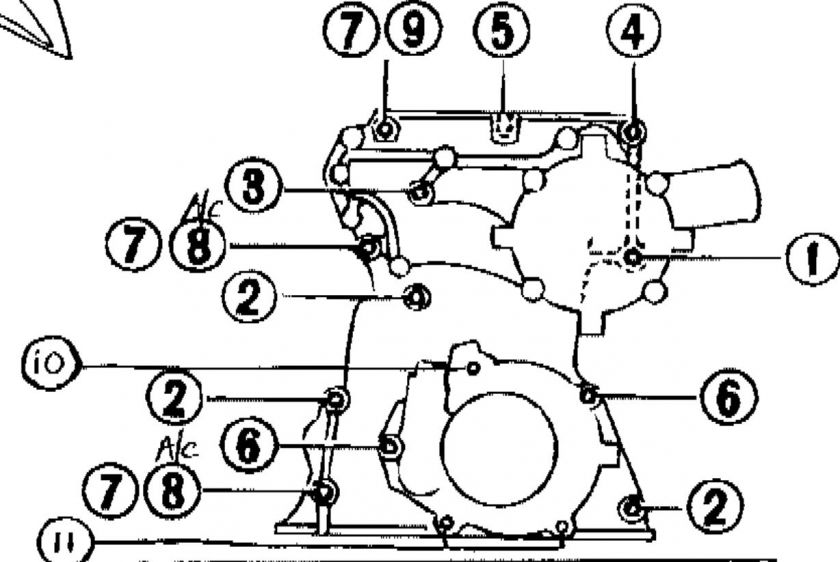 22r 22re timing chain guide cover oil pump bolt kit  