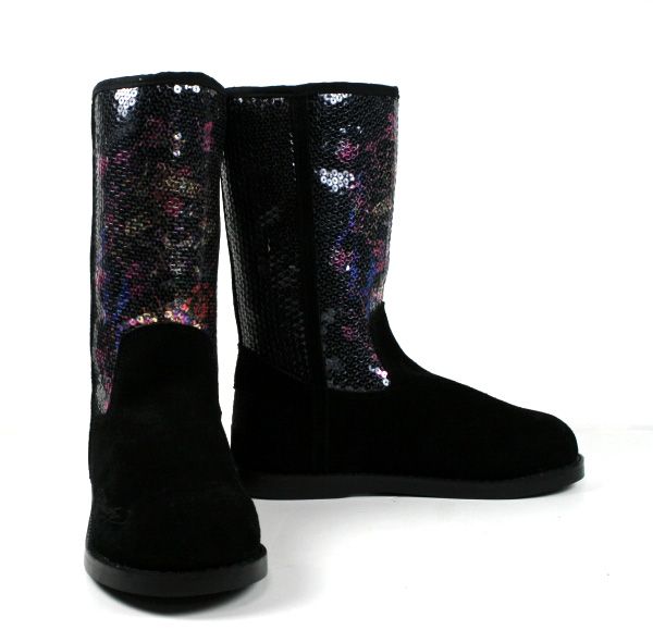 Ed Hardy Womens ICELAND Sequin Boots Love Kills Black  