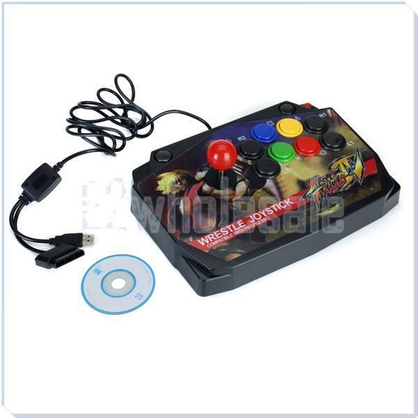 Black Wrestle Joystick for PS3 PS2 PC Arcade Fight +CD  