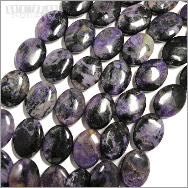 10 Natural Russian Charoite Flat Oval Beads 15x20mm 8  