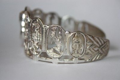 Vintage Art Deco Hallmarked 800 Silver Egyptian Revival Cuff Heavy 