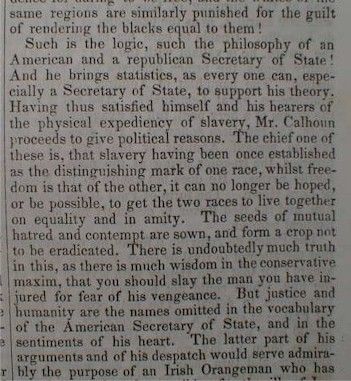 John Calhoun on Texan Slavery 1844 Texas Wedding  