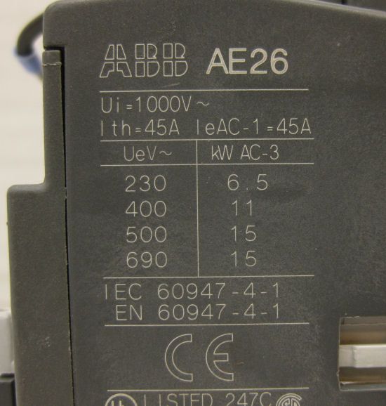 ABB SAFETY CONTACTOR AE26 30 w/ CA5 31E  