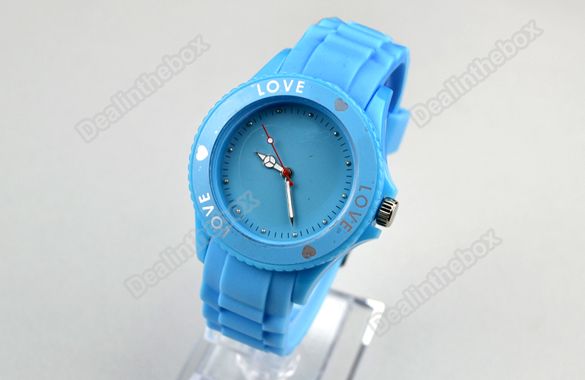 New Fashion Silicone Quartz Heart Love Jelly Watch 5 Colors Lady Men 