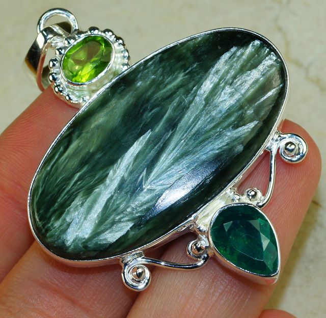 APATITE AZURITE CITRINE AGATE SHELL COPPER    .925 Sterling Silver 