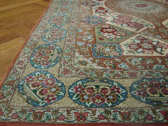 SIGNED SUPER FINE SILK AUTHENTIC PERSIAN QUM RUG  