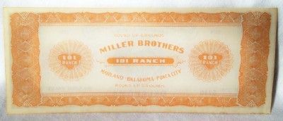 101 RANCH MILLER BROTHERS 50 BUCKS PAPER BILL SCRIP 1924 WILD WEST 