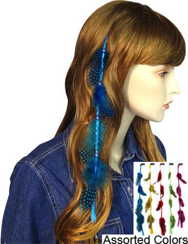 6063    WESTERN COWGIRL DOT FEATHER HAIR COMB EXTENSIONS  WOW  