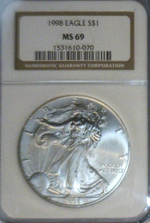 1998 Silver Eagle MS 69 NGC 070o  