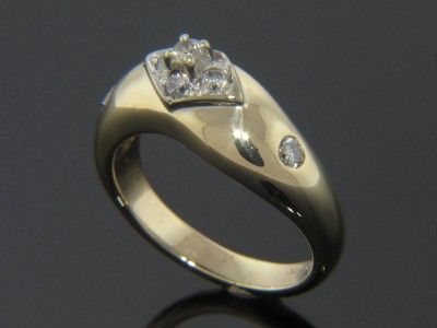 UNIQUE 14K YELLOW GOLD NATURAL DIAMOND LADIES WAVE RING  