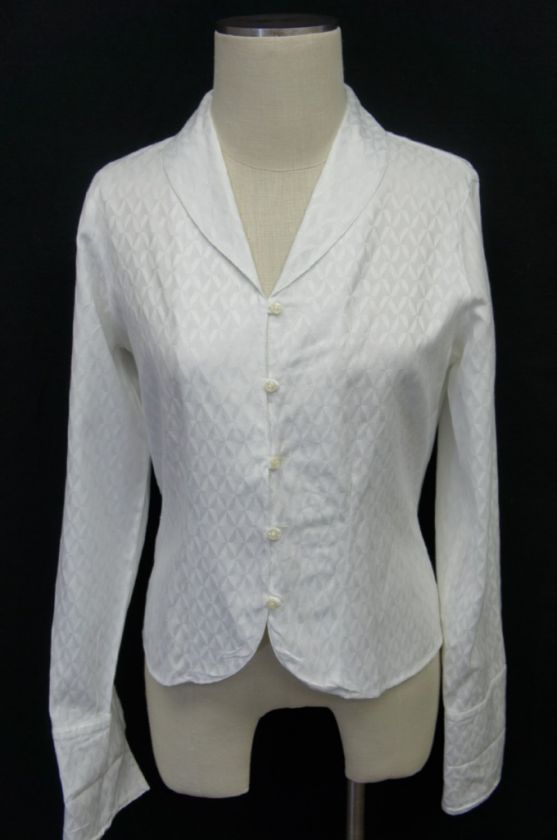 Talbots White Long Sleeve VNeck Button Down Blouse Sz 6  