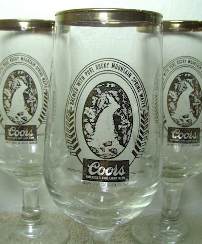 Vintage Set of 6 Adolf Coors Stemmed Pilsner Glasses  