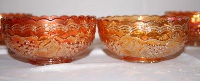   IMPERIAL GRAPE BERRY/DESSERT BOWLS   PRESSED GLASS   MARIGOLD   NEON