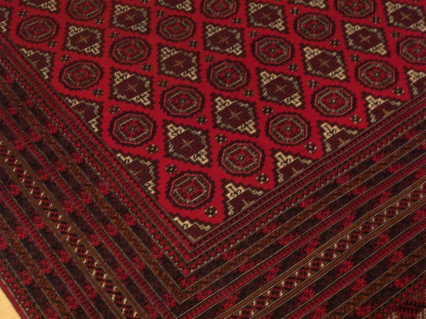 8x12.9 Handmade Fine Knots AfghanTurkoman Bukhara Wool Rug Excellent 