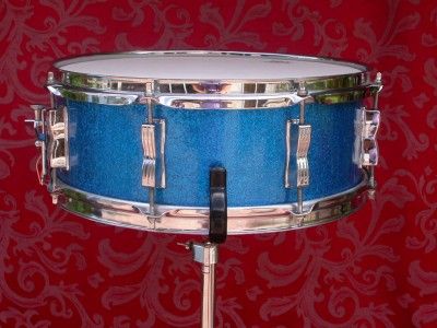 1965 LUDWIG 14 JAZZ FESTIVAL BLUE SPARKLE SNARE DRUM LOT #A67  