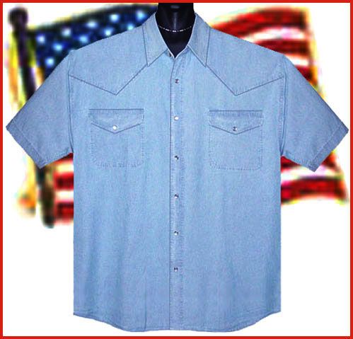 New Chambray Snap Tall Western Urban Grunge Shirt XLT  