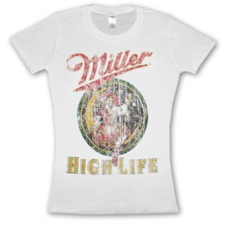 Miller High Life Lady In The Moon Womens White Juniors  