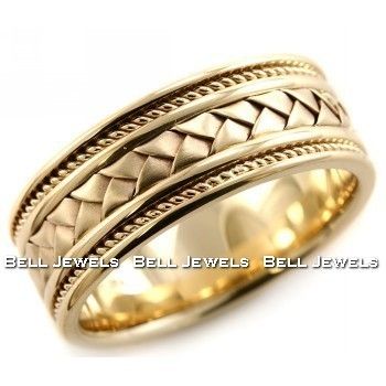   HANDMADE BRAIDED MENS MANS WEDDING RING BAND 14K YELLOW GOLD  