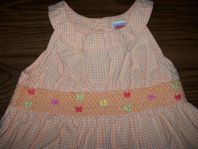Girls Size 5 Gymboree Social Butterfly Orange Gingham Sleeveless Shirt 