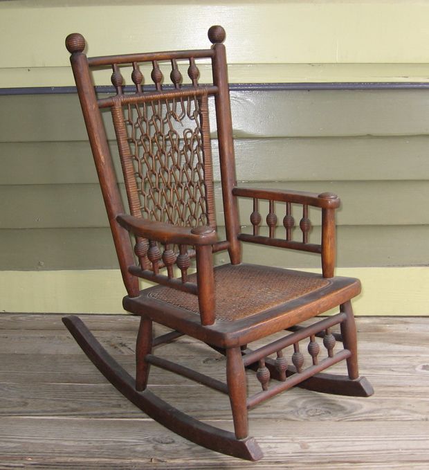 Charming Childs Civil War Era Stick+Ball Rocking Chair  