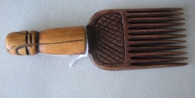 African 8 carved hair comb carved COW bone handle face design 11 