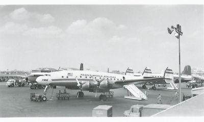 TWA L 749 1950s Constellation Airplane photo 4x6 BW L3  