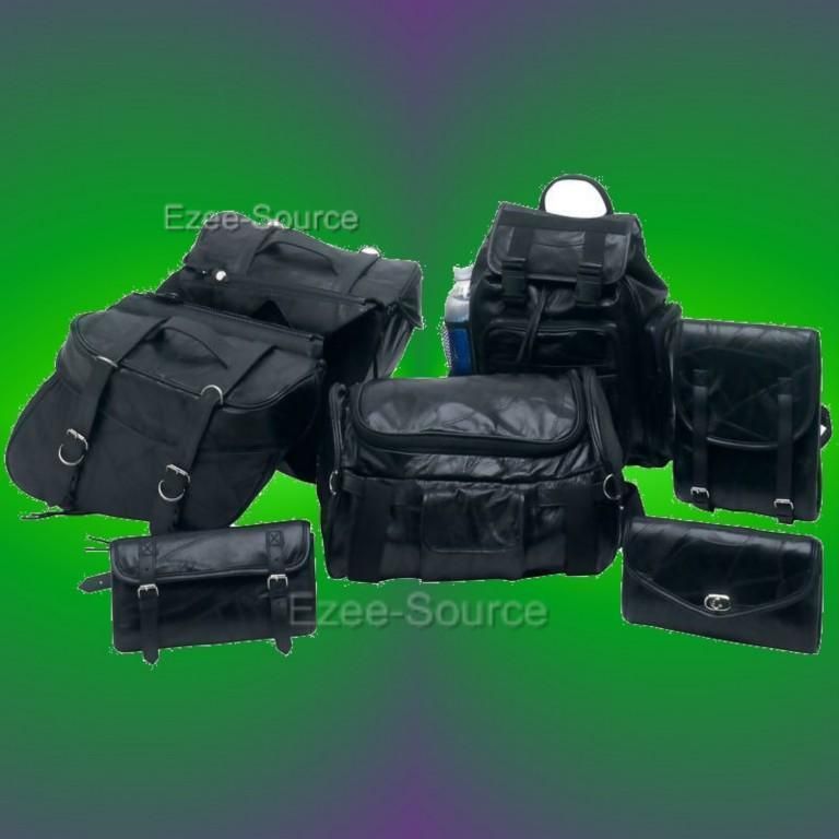 HONDA SHADOW VT VLX 600 700 LEATHER SADDLE BAGS SET 7PC  