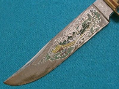 ANTIQUE EMIL VOOS GERMAN STAG HUNTING SKINNER BOWIE KNIFE KNIVES 