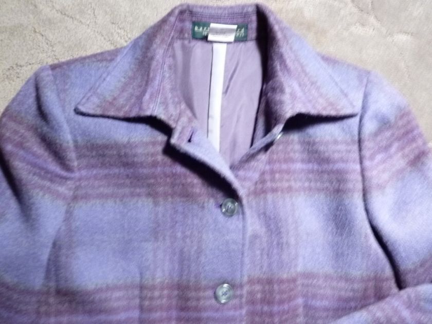 HARVE BENARD WOMENS MEDIUM ALPACA WOOL COAT PLAID MINT  