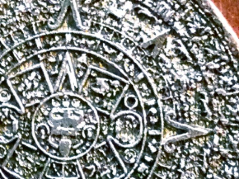 Ancient Mayan / Aztec Calender Coin, Metal  