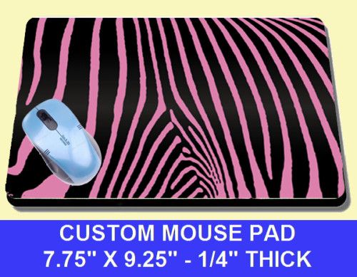 LIGHT PINK ZEBRA STRIPE MOUSEPAD ANIMAL PRINT MOUSE PAD  