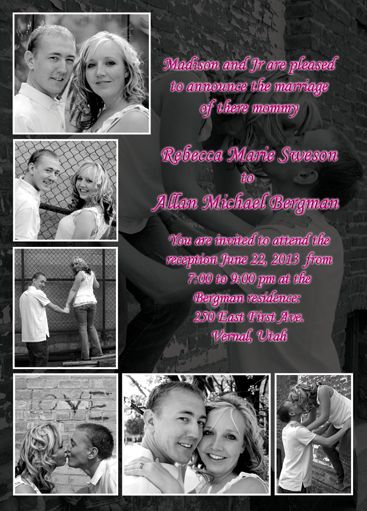 200 Two Sided Photo Wedding Invitations w/Envelopes  