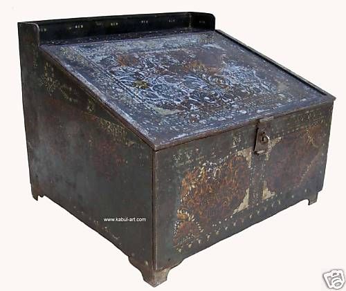 Antike Polychromie Truhe Tresor Safe Geldschrank Russland 19 Jh 