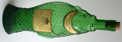 1965 Fish Bottle, Antinori wine Italy decor old green  